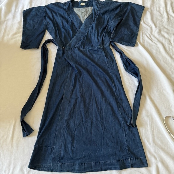 Warm Brand XS Blue Chambray Wrap Dress - Picture 4 of 10